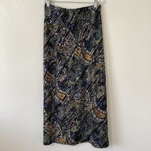 Choices Whimsigoth Boho Hippie Dark Paisley Ruffle Stretchy Midi Fairy Skirt PL